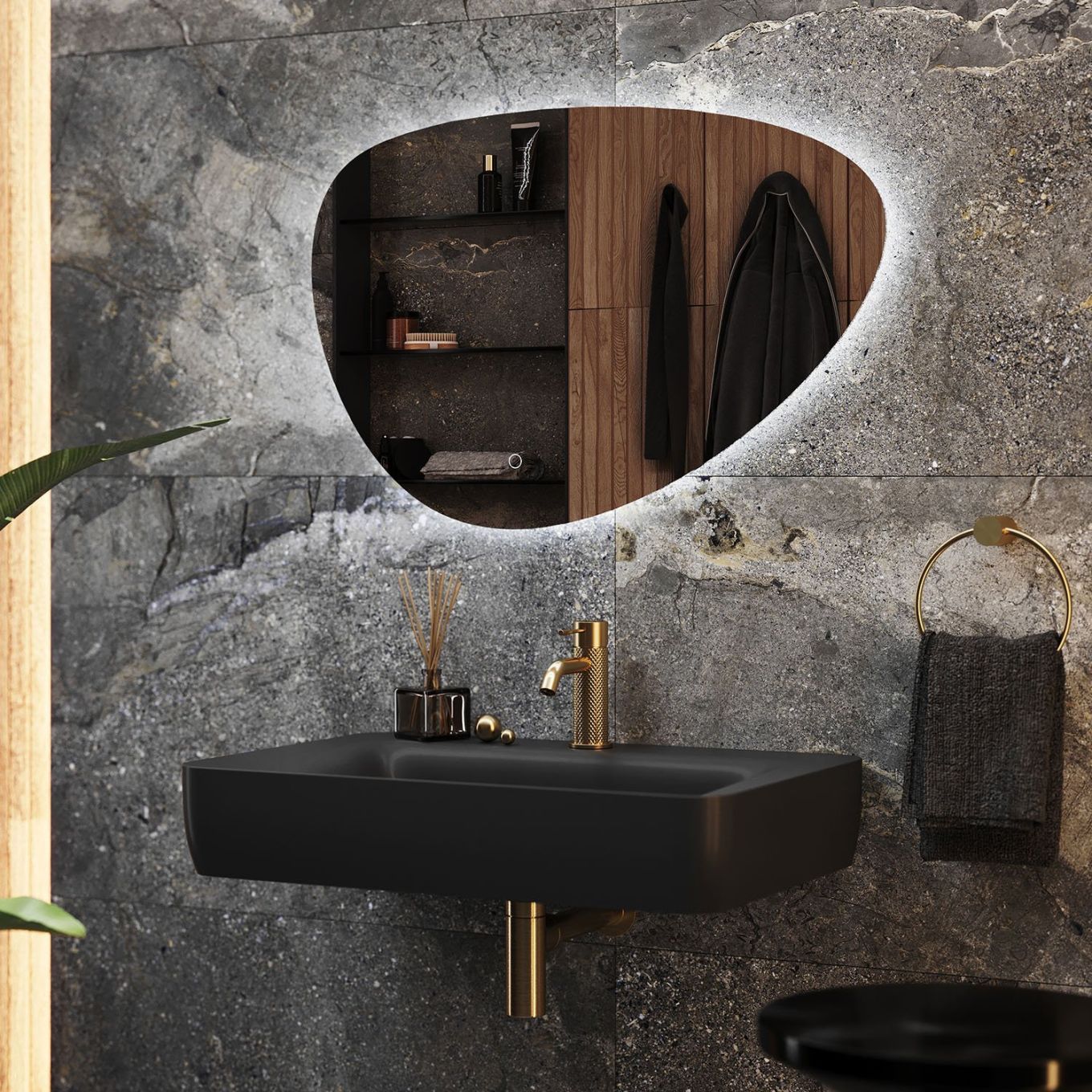 Ivy Backlit LED Illuminated Pebble Mirror 800x550mm
