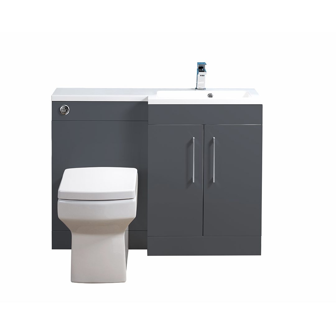 Elegant Haven Lomond 1000 Gloss Anthracite L Shaped Slim Right Hand Unit And Basin 58704s-57604-5