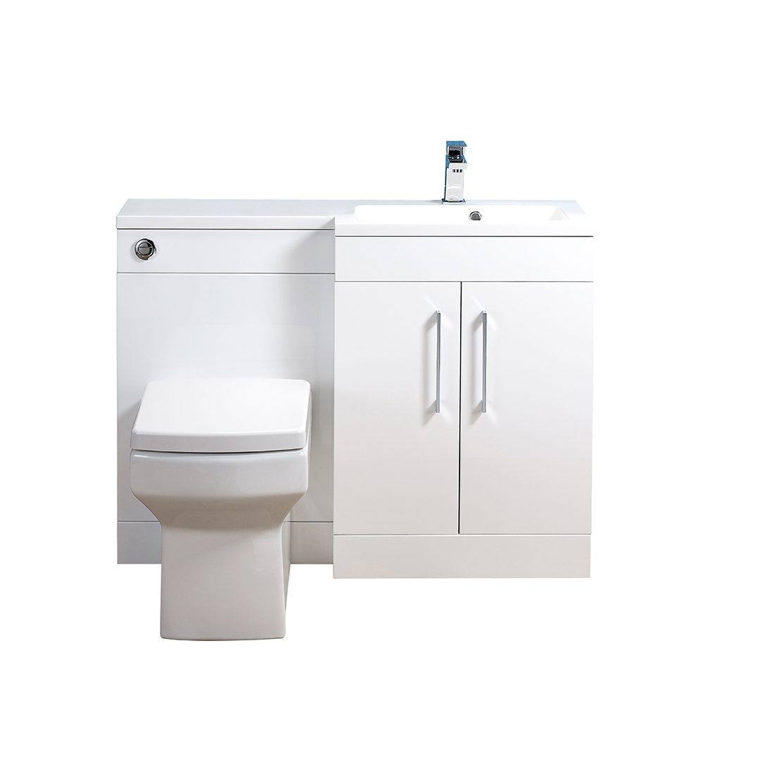 Elegant Haven Lomond 1000 Gloss White L Shaped Slim Right Hand Unit And Basin 58701s-57601-5