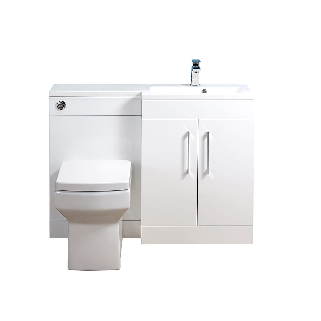 Elegant Haven Lomond 1100 Gloss White L Shaped Slim Right Hand Unit And Basin 58501-57601-5