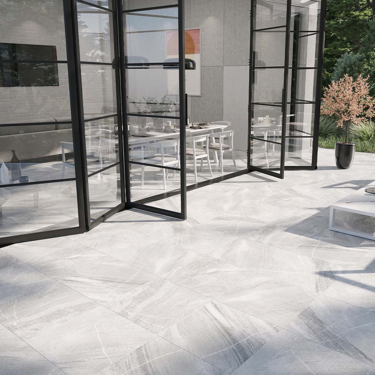 Cave Gris Stone Effect Indoor Porcelain Tile 600x600mm