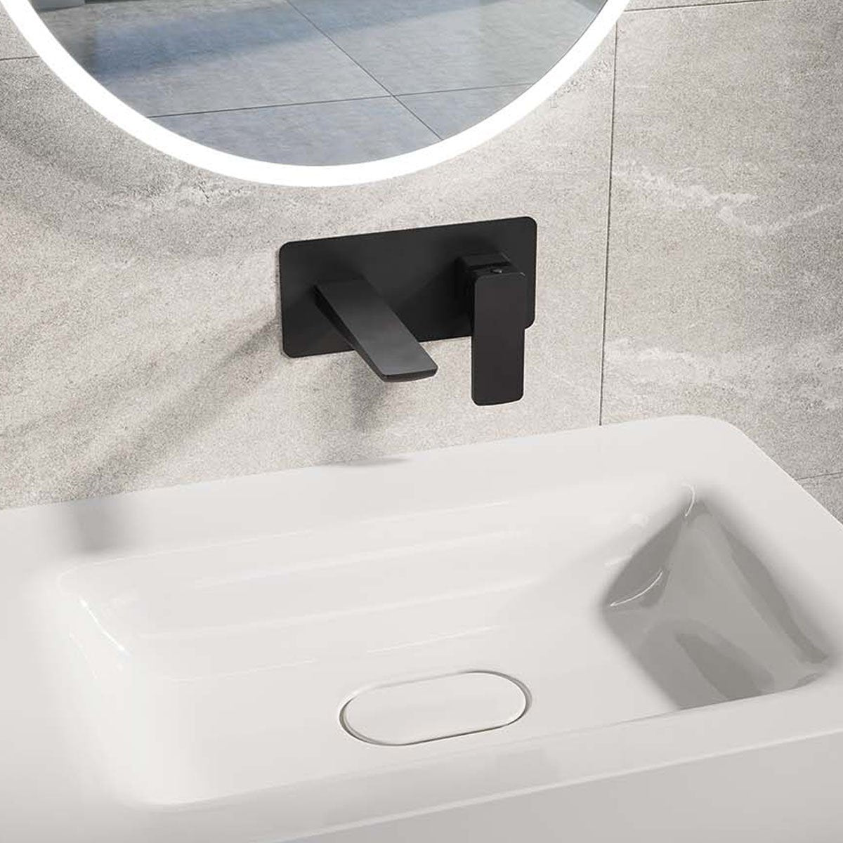 Zena Matt Black Wall Mounted Basin Mixer Tap