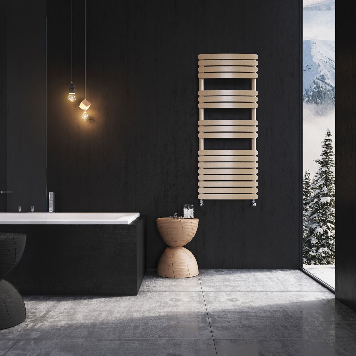 Eventon Brown Metallic Heated Towel Rail 1200x500mm