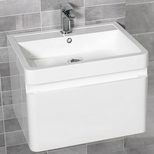 IMEX Flite White Wall Hung Single Drawer Unit And Basin