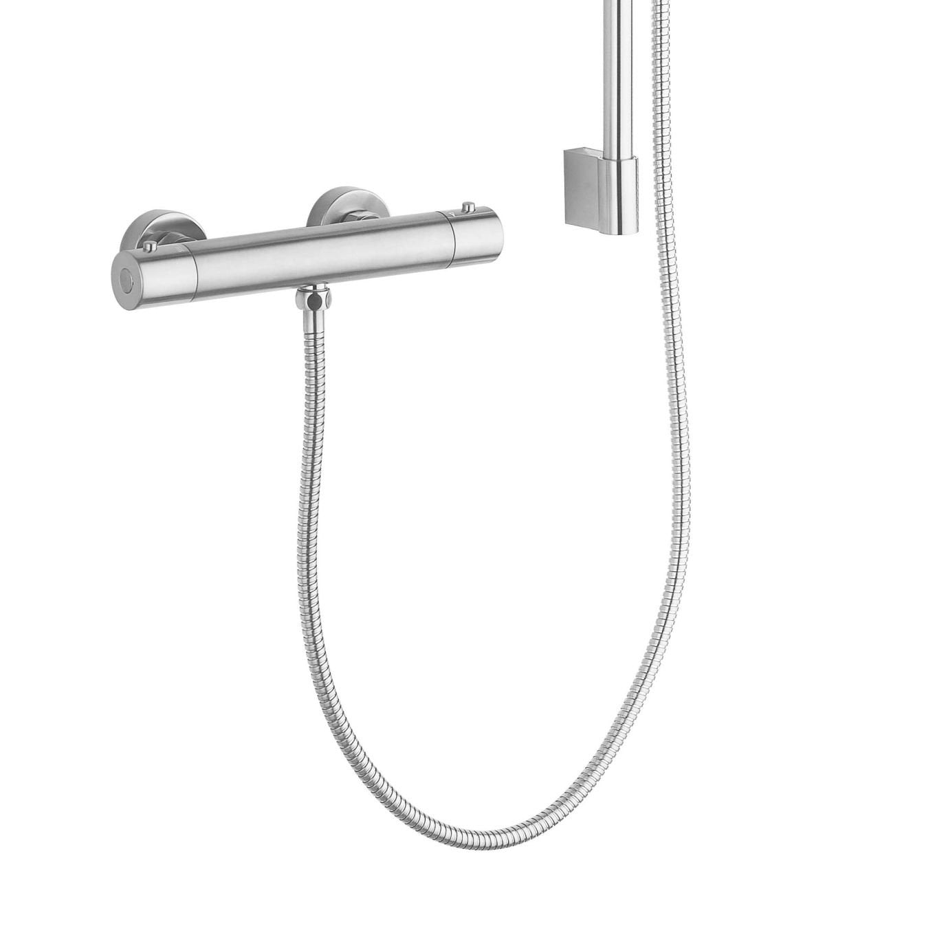 Aden Chrome Round Exposed Thermostatic Bar Valve & Slide Rail Shower Kit