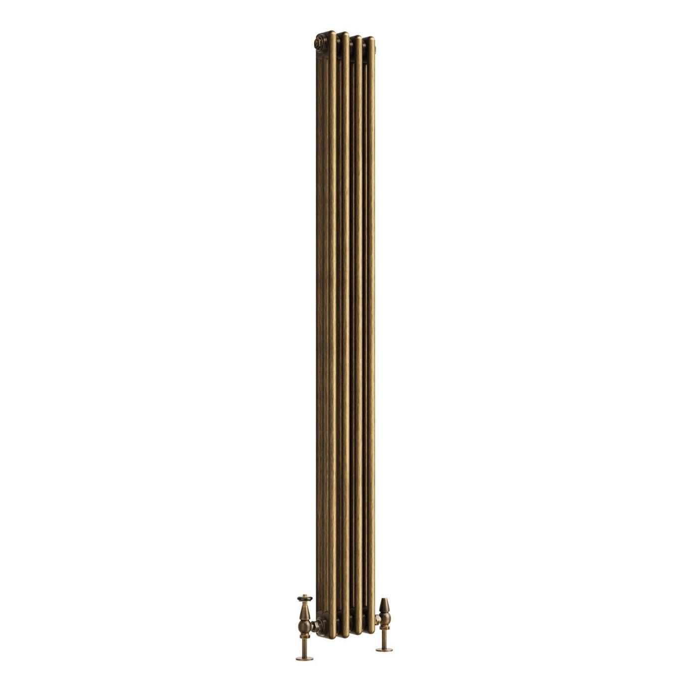 Clement Antique Brass Triple Vertical Column Radiator 1800x200mm