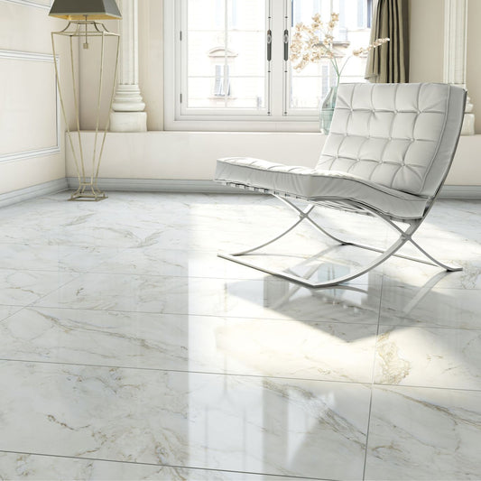 Anya White Rectified Porcelain Tile 600x1200mm