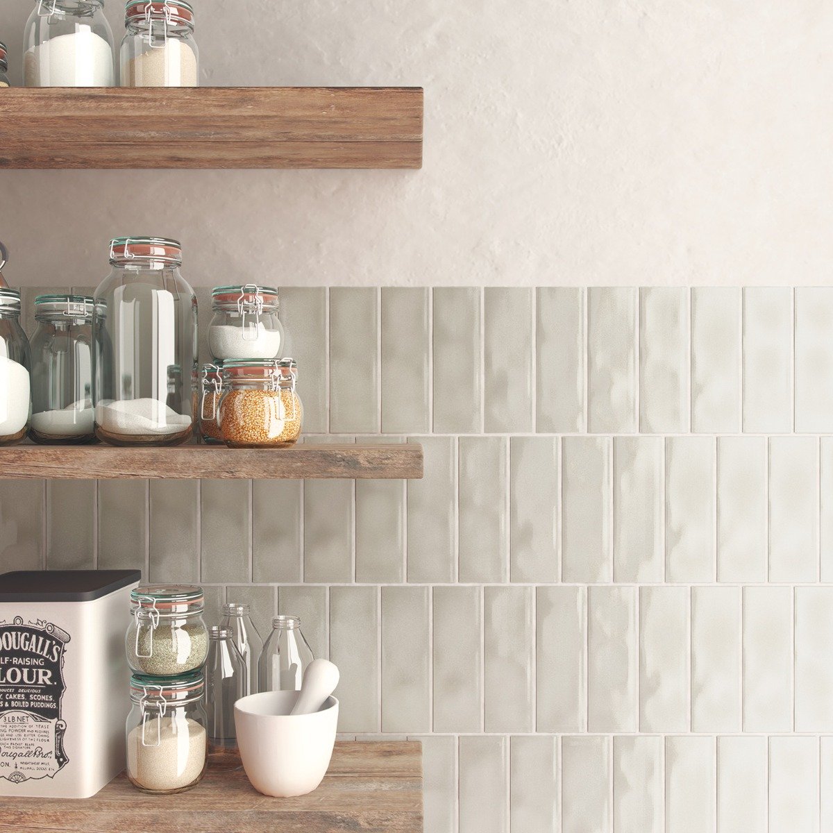 Borneo Soft Grey Gloss Porcelain Tile 65x200mm