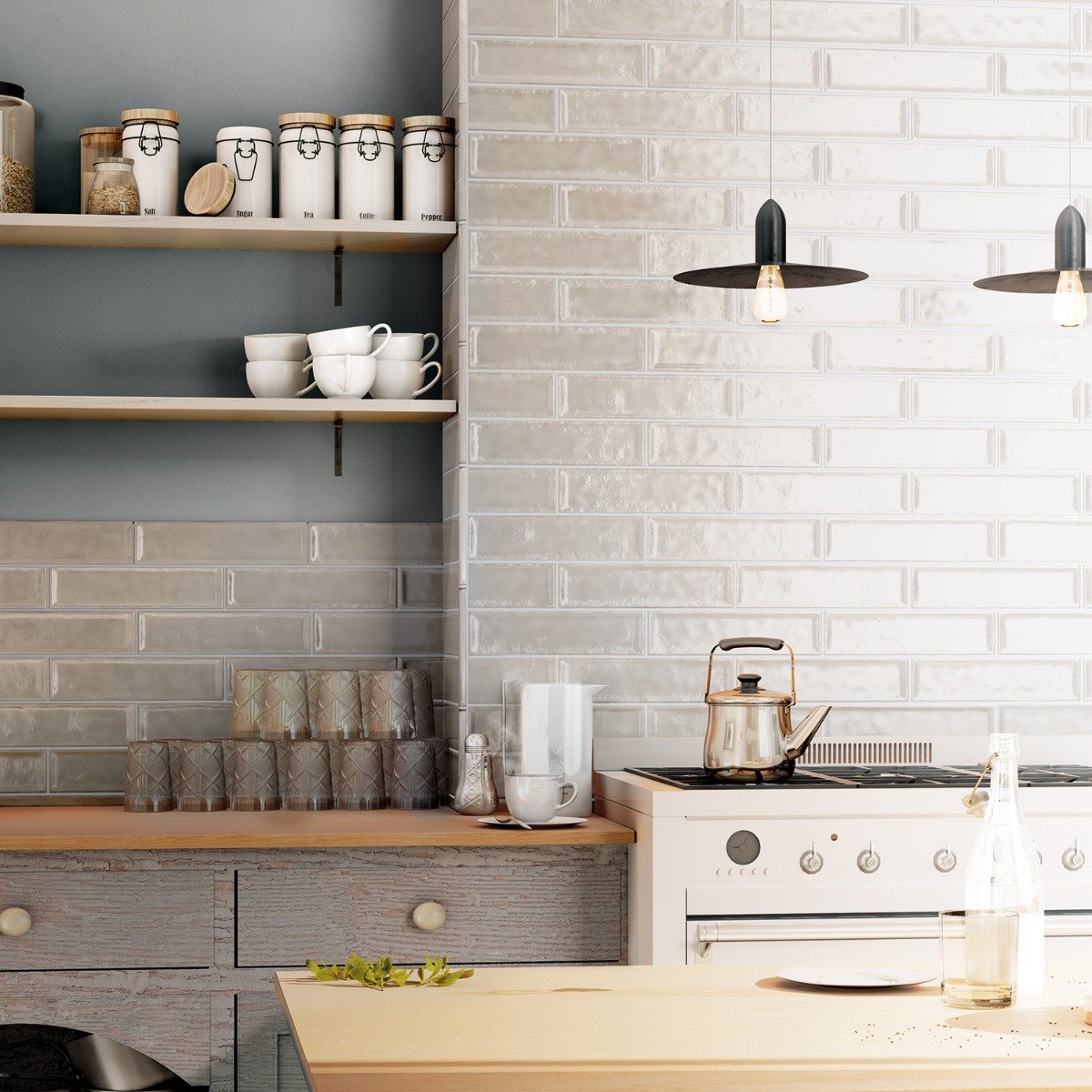 Navajo Gris Gloss Ceramic Brick Tile 75x300mm