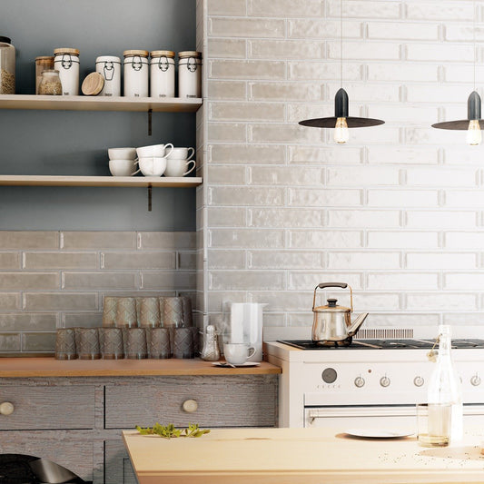 Navajo Gris Gloss Ceramic Brick Tile 75x300mm