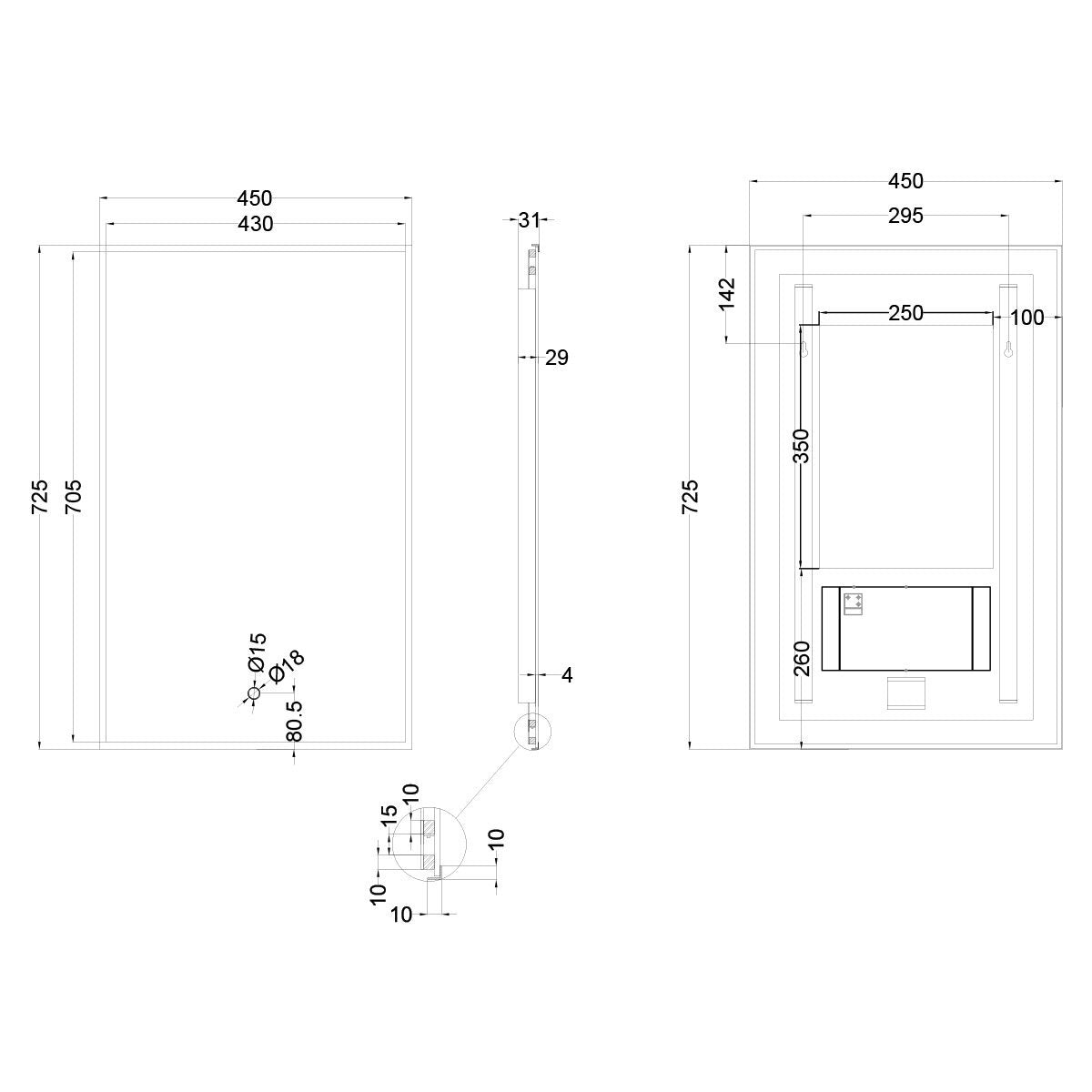Rione Rectangular Gold Backlit LED Mirror 450x725mm