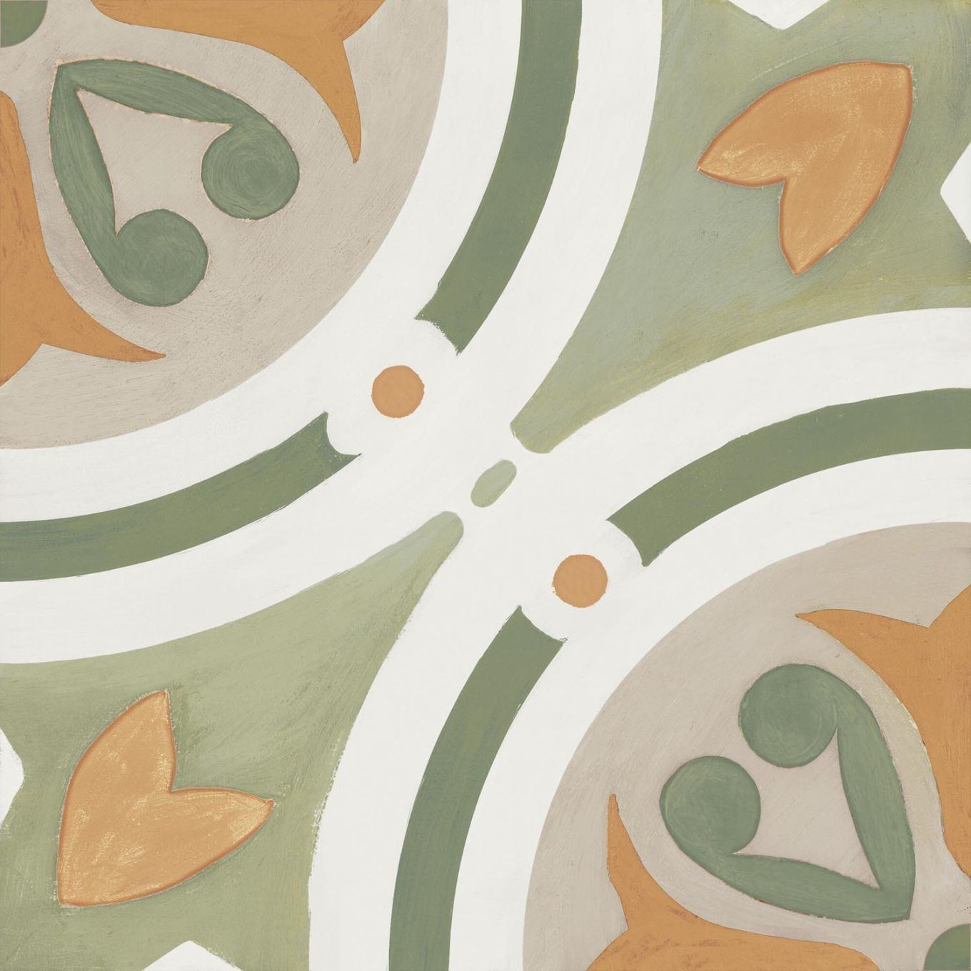 Acropolis Green Matt Porcelain Patterned Tile 223x223mm