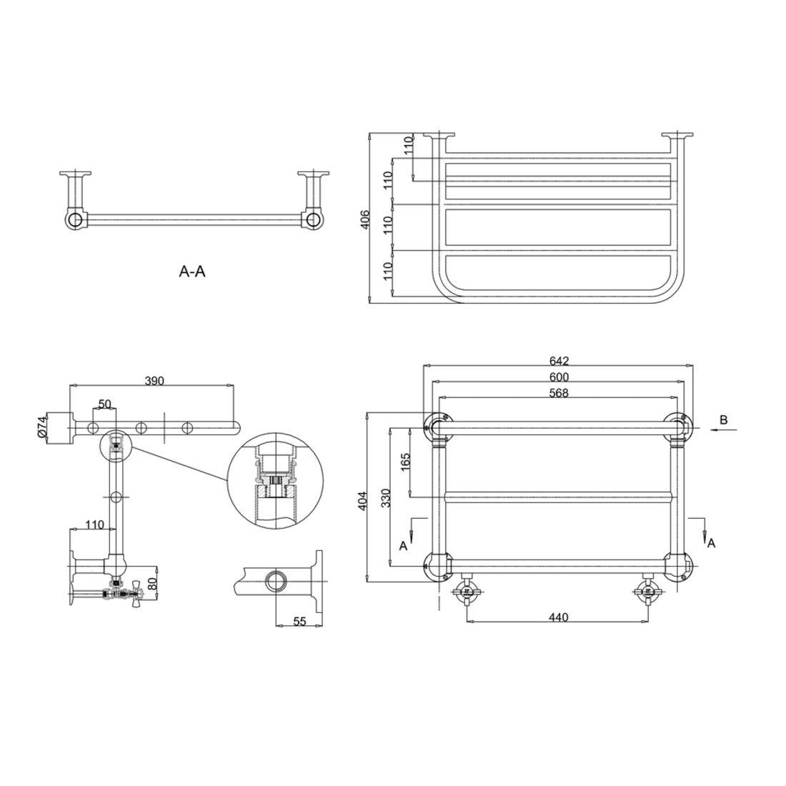 Burlington Strand Chrome Heated Towel Rail - 642x404mm