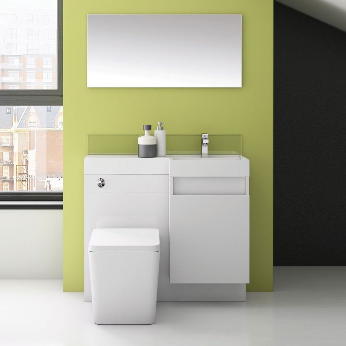 Summers Gloss White Right Hand Combination Vanity Basin and WC Unit 900mm