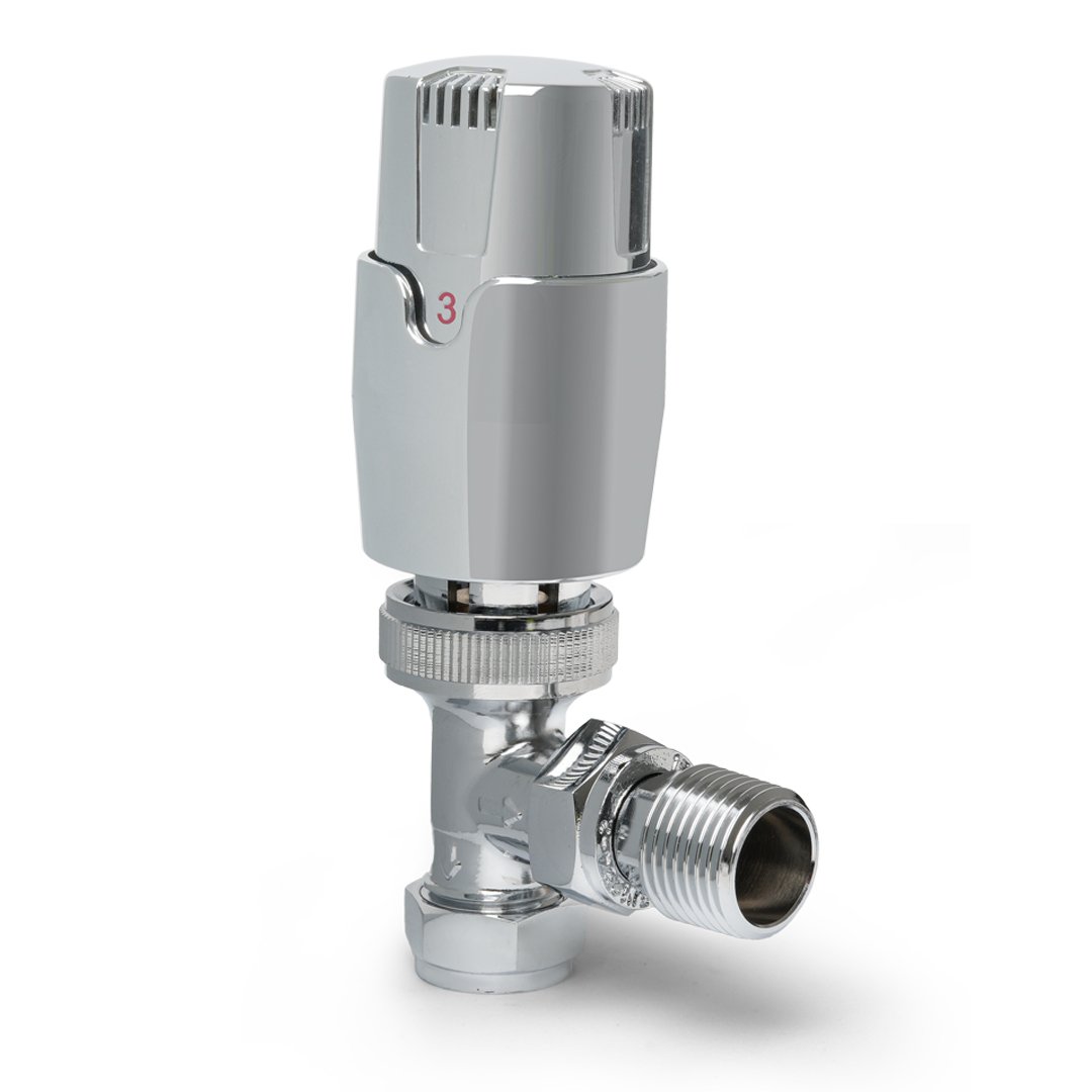 Thermostatic Chrome Angled Pair of Radiator Valves