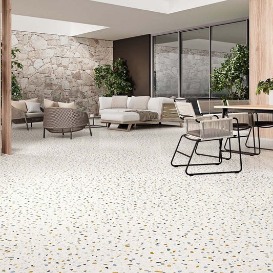 Soprano Blanco Matt Terrazzo Porcelain Tile 1000x1000mm