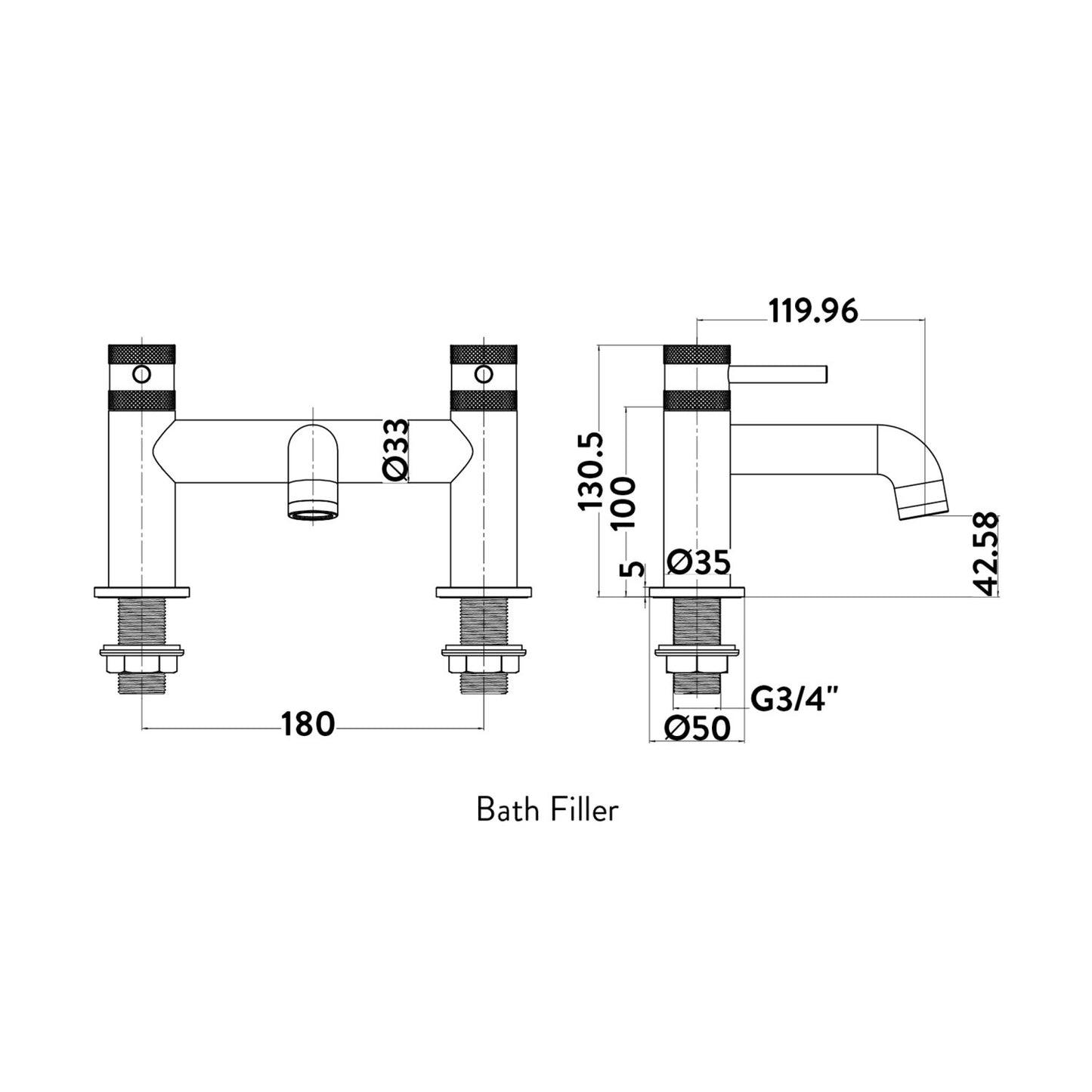 Core Bath Filler Chrome