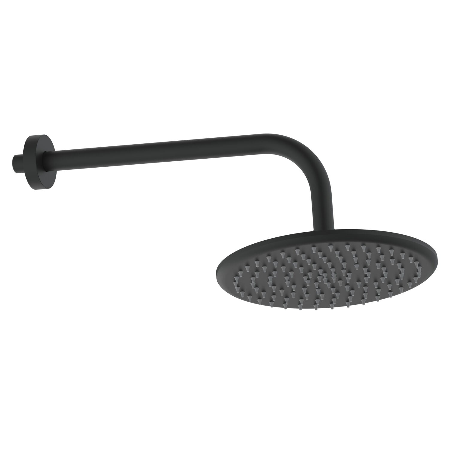 Round Shower Arm & Head Matte Black