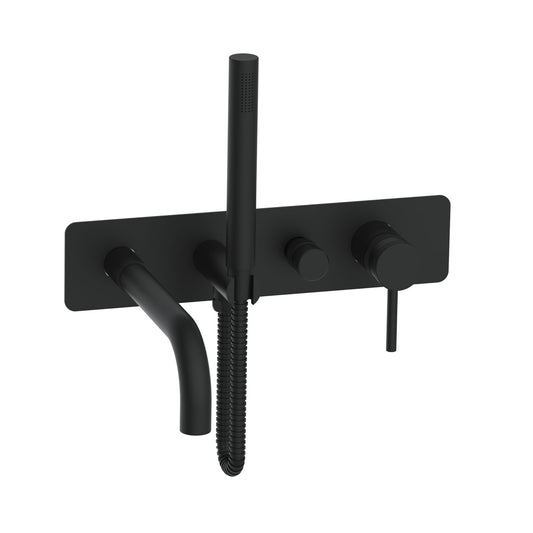 Wall Mounted Bath Shower Mixer & Handset Matte Black