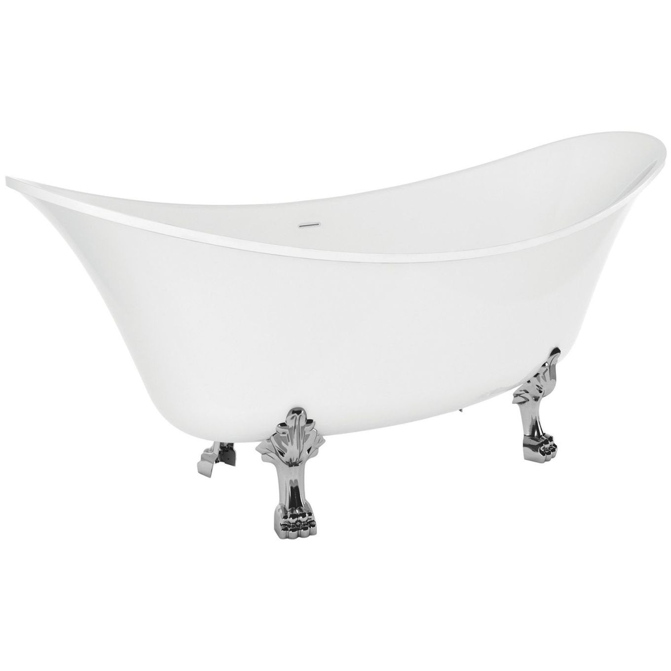 Ahana Traditional Freestanding Bath with Chrome Claw Feet 1730x750mm