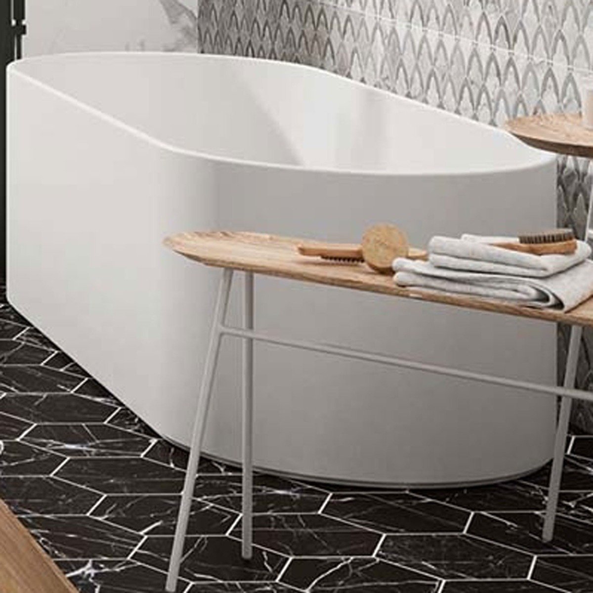 La Bella Black Marble Hexagon Matt Ceramic Tile 230x270mm