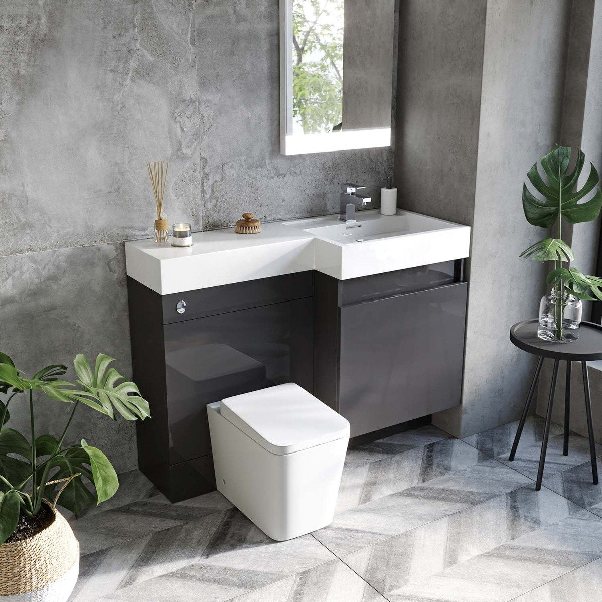 Summers Titanium Grey Left Hand Combination Vanity Basin and WC Unit 1200mm