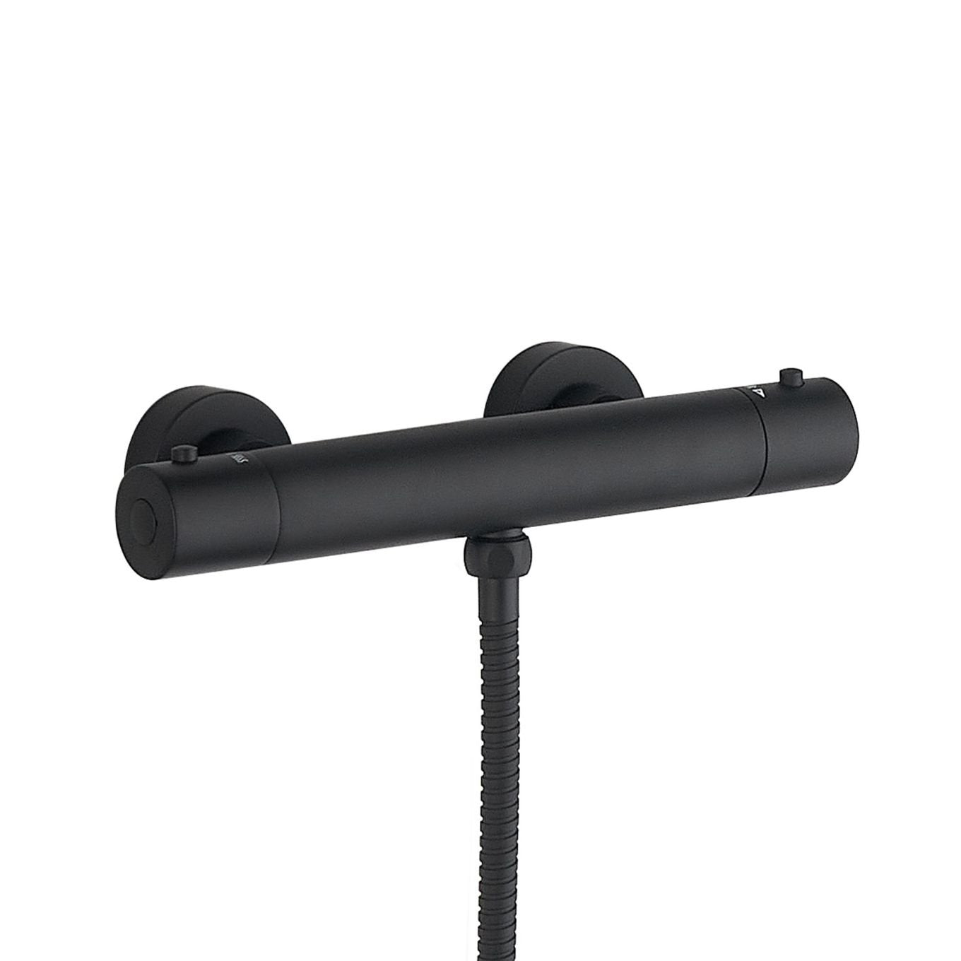 Aden Black Round Exposed Thermostatic Bar Valve & Slide Rail Shower Kit