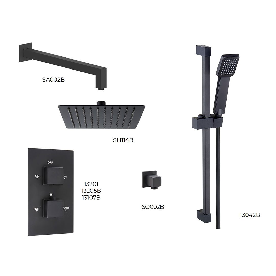 Elegant Haven Oban Black Concealed Square Shower Pack 3