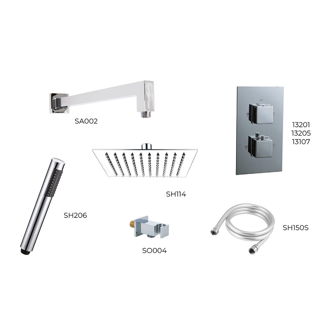 Elegant Haven Oban Chrome Concealed Square Shower Pack 5