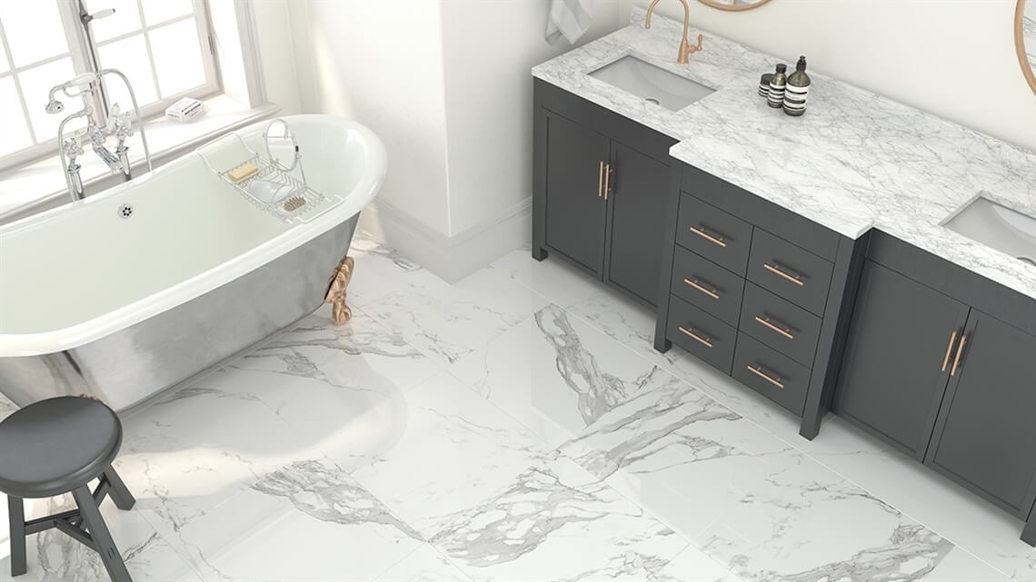 Infinite Marble White Gloss Porcelain Tile 600x600mm