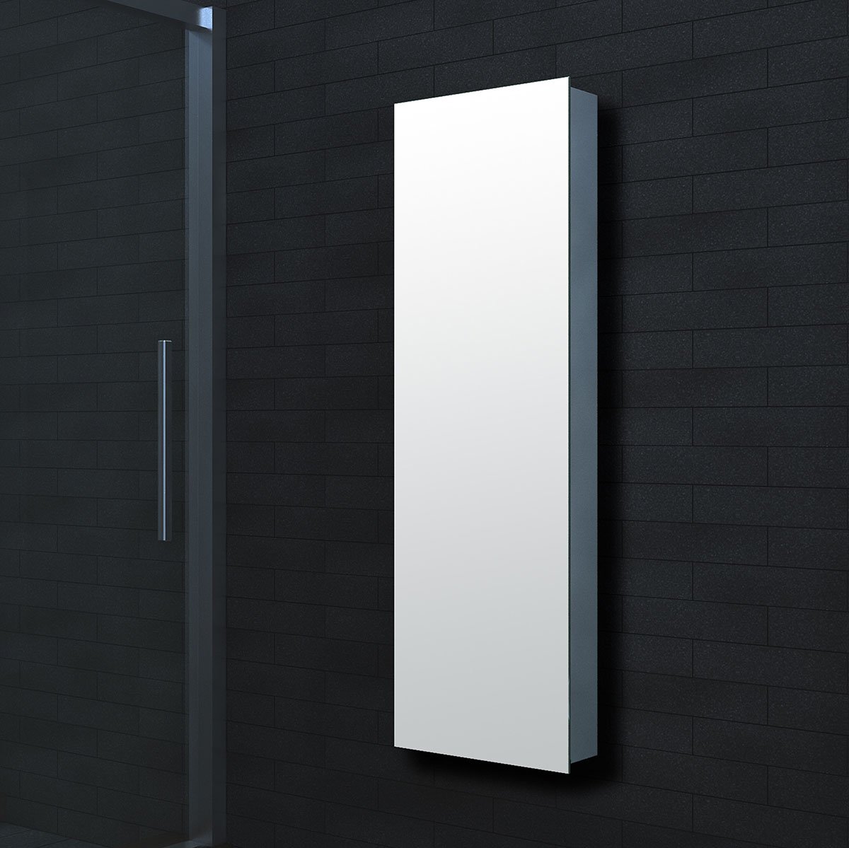Neon Tall Mirrored Wall Cabinet