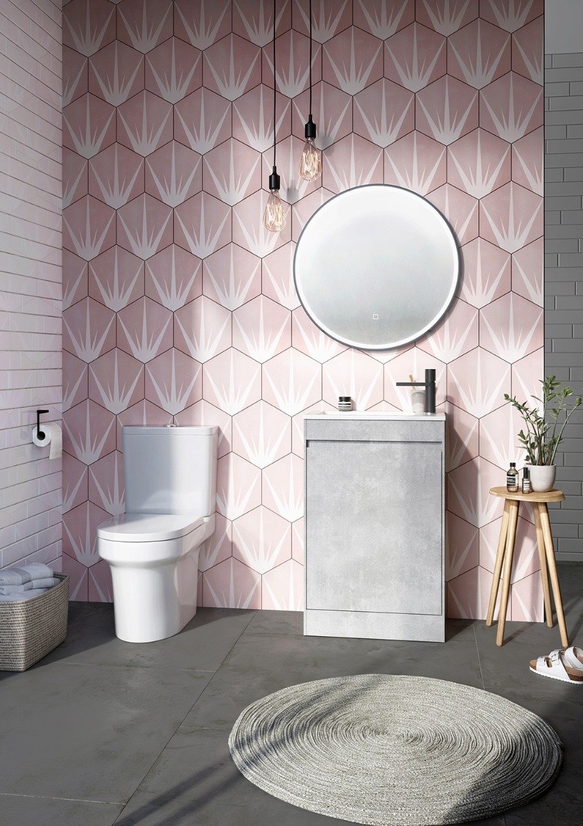 Lotus Hex Matt Pink Hexagon Porcelain Tile 198x228mm
