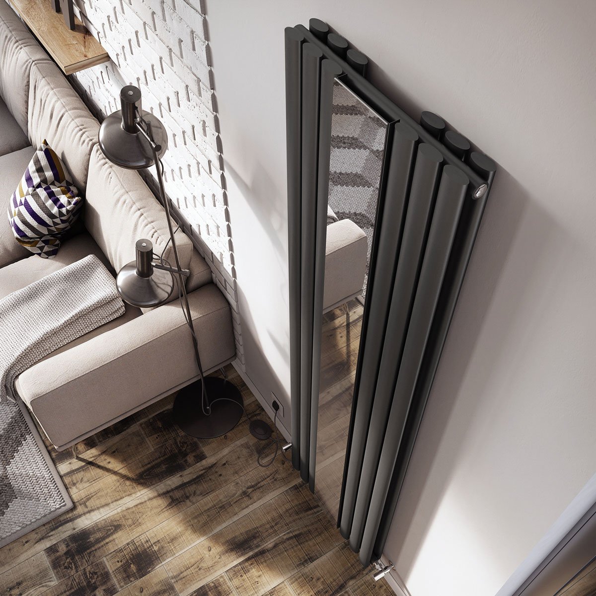 Corex Grey Vertical Mirror Radiator 1800x500mm