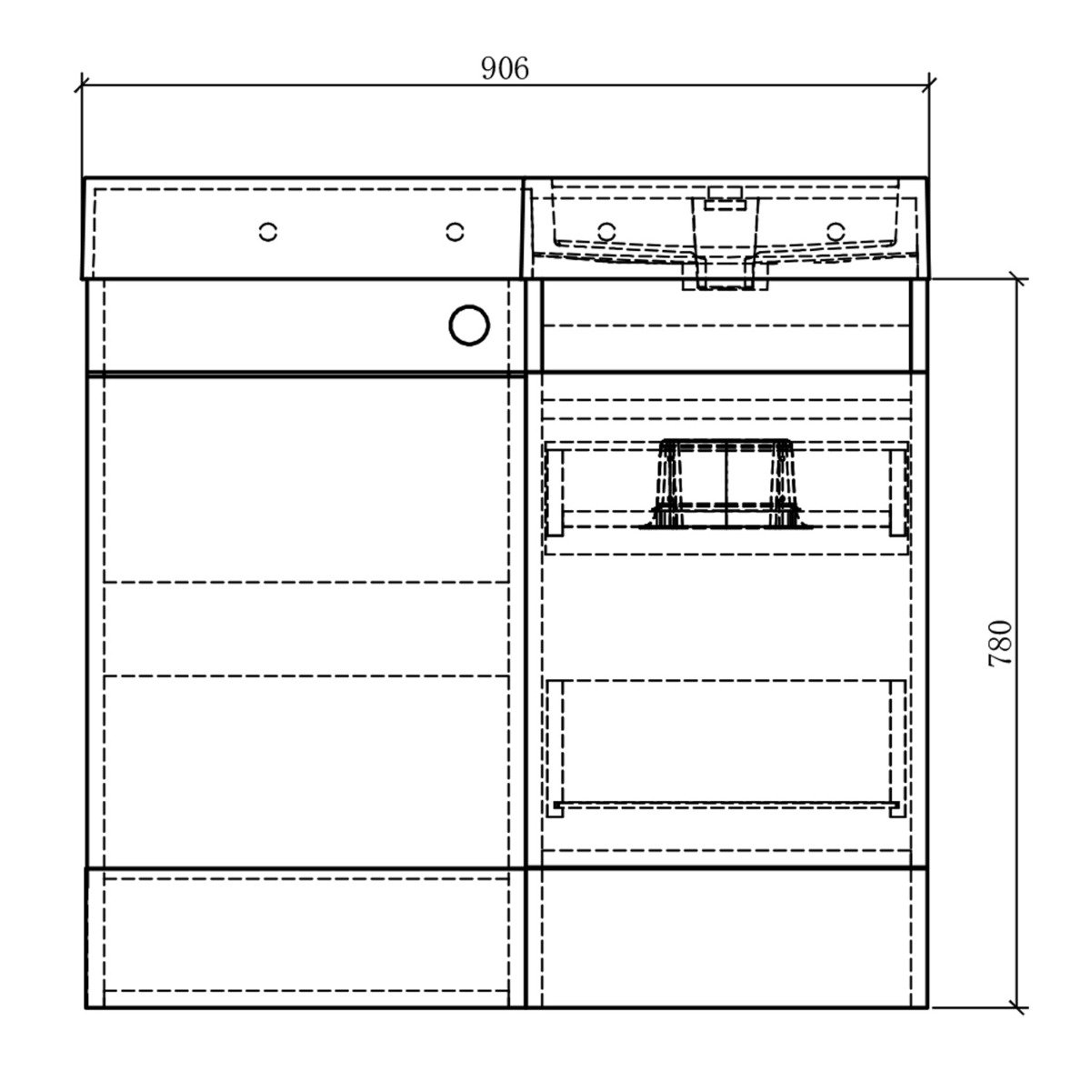 Summers Concrete Right Hand Combination Vanity Basin and WC Unit 900mm