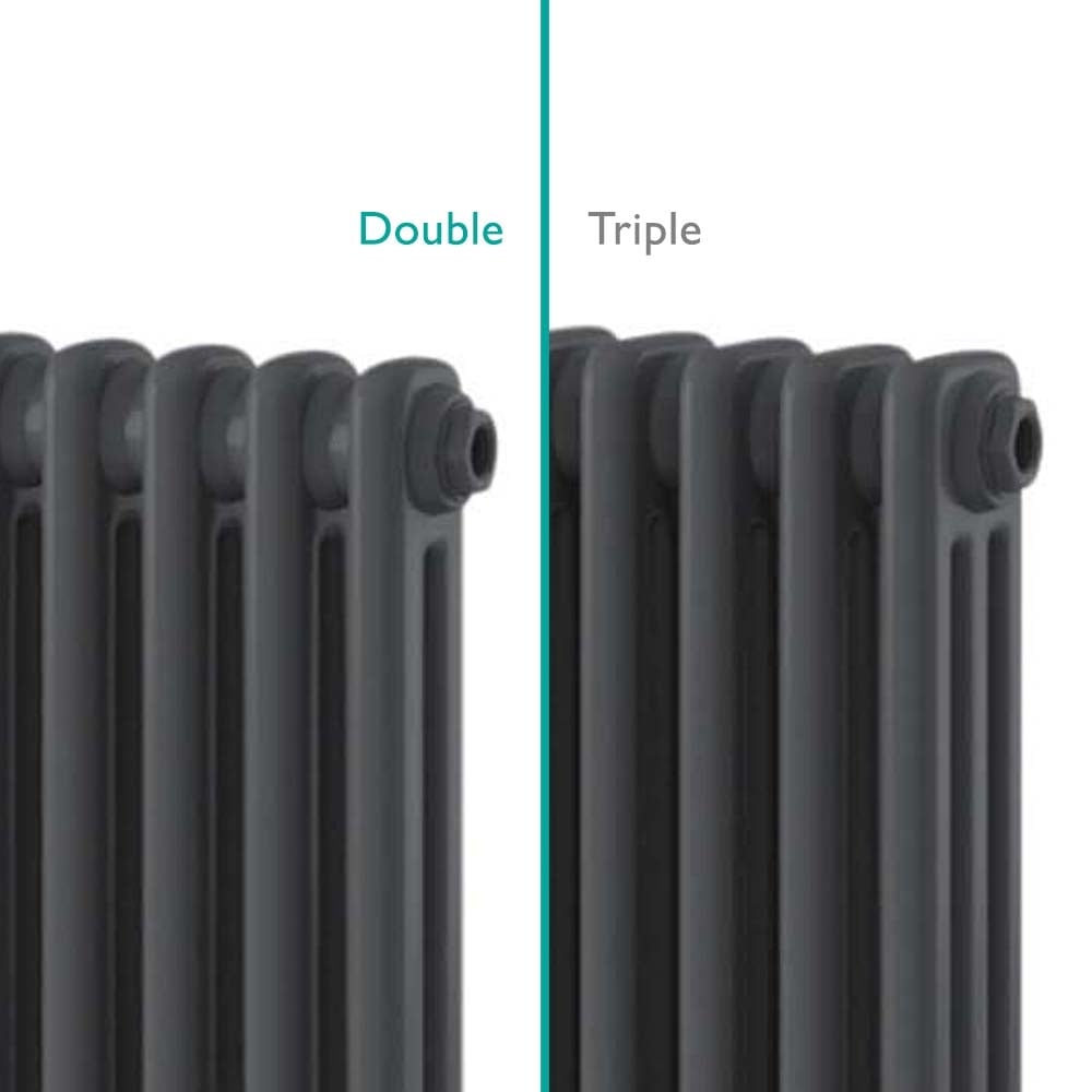 Upton Grey Double Horizontal Column Radiator 600x1190mm