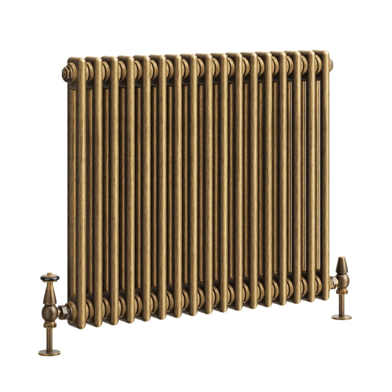 Clement Antique Brass Double Horizontal Column Radiator 600x785mm