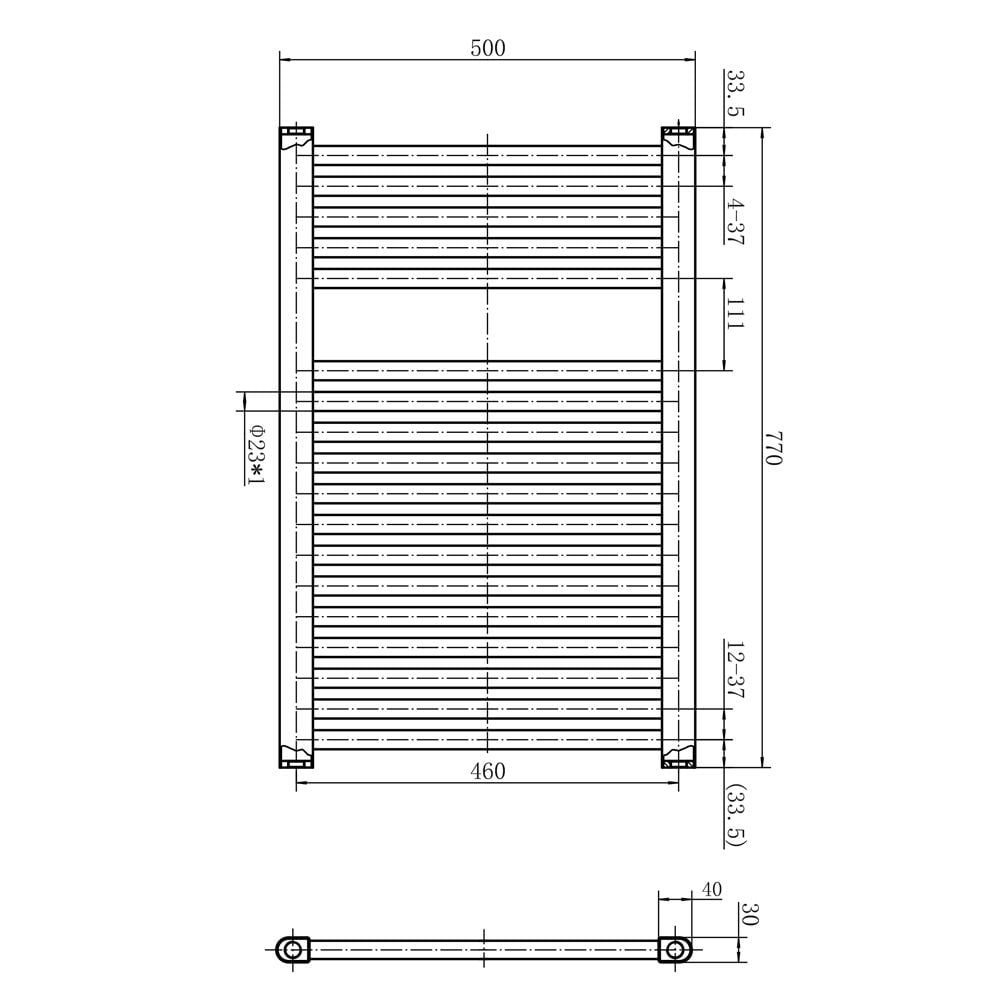Neptune Matt Black Heated Towel Rail 770x500mm
