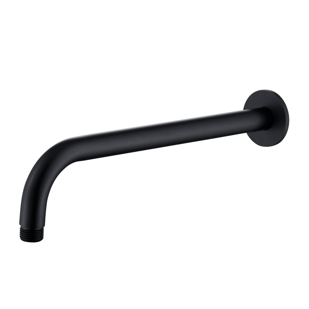 Zena Matt Black Round Wall Shower Arm 300mm