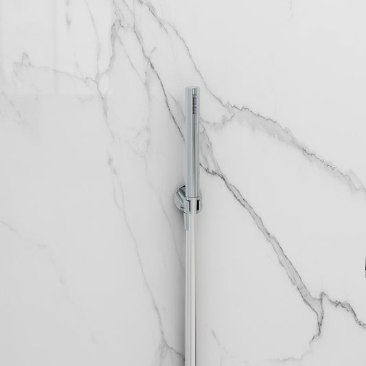 Arco pencil brass shower handset with smooth hose and wall outlet elbow