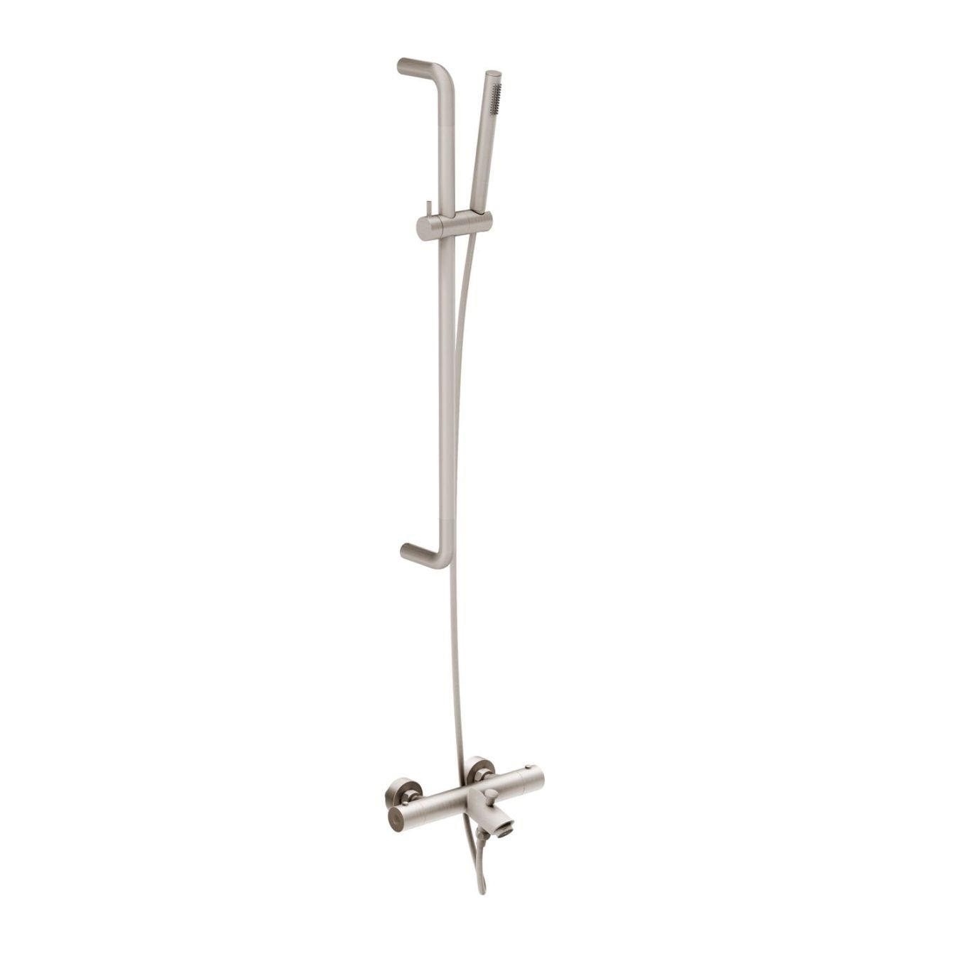 Elora Brushed Nickel Round Thermostatic Bath Shower Mixer with Slide Rail Kit