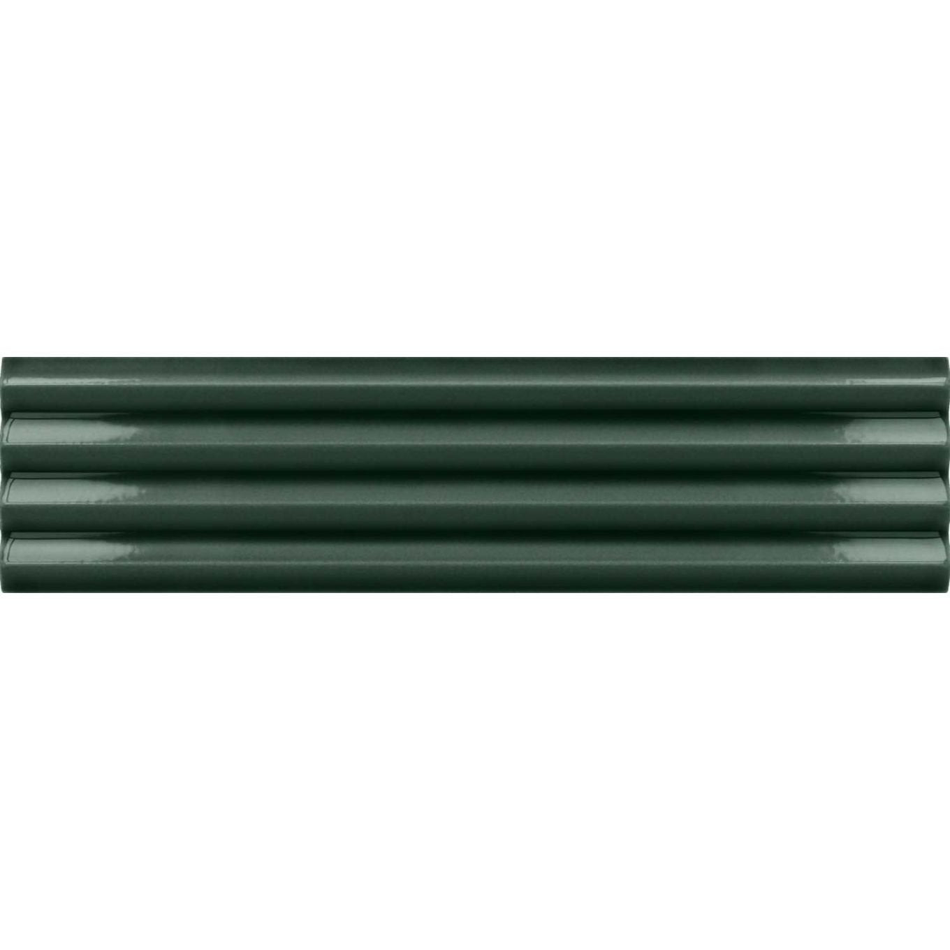 Accordion Ribbed Lauren Green Matt Ceramic Brick Tile 200x50mm