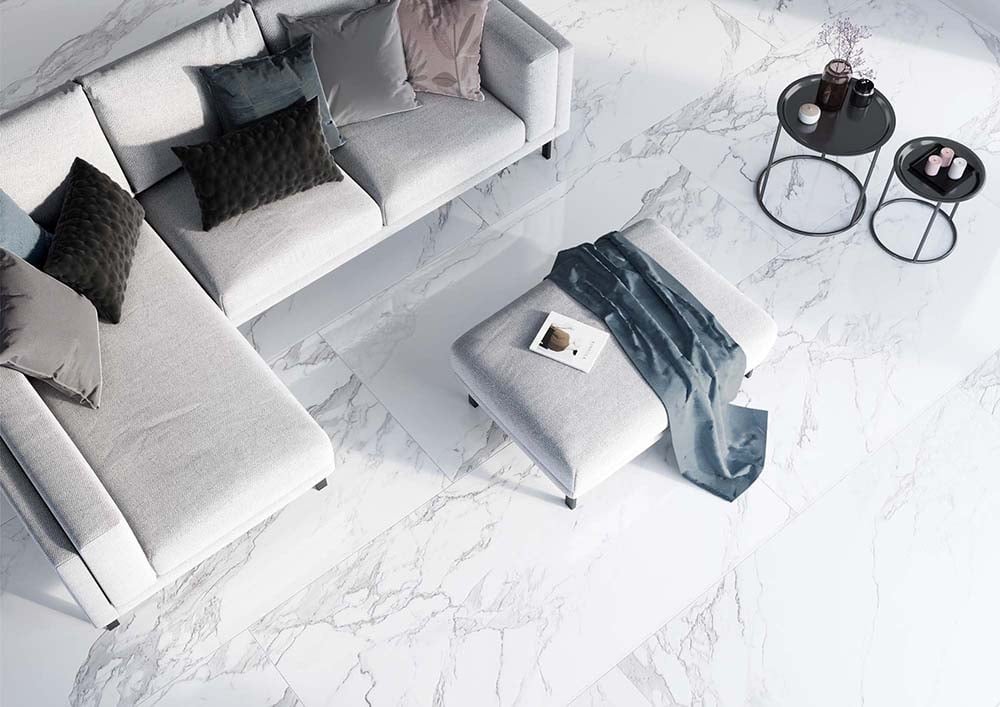 Infinite White Marble Gloss Porcelain Tile 600x1200mm