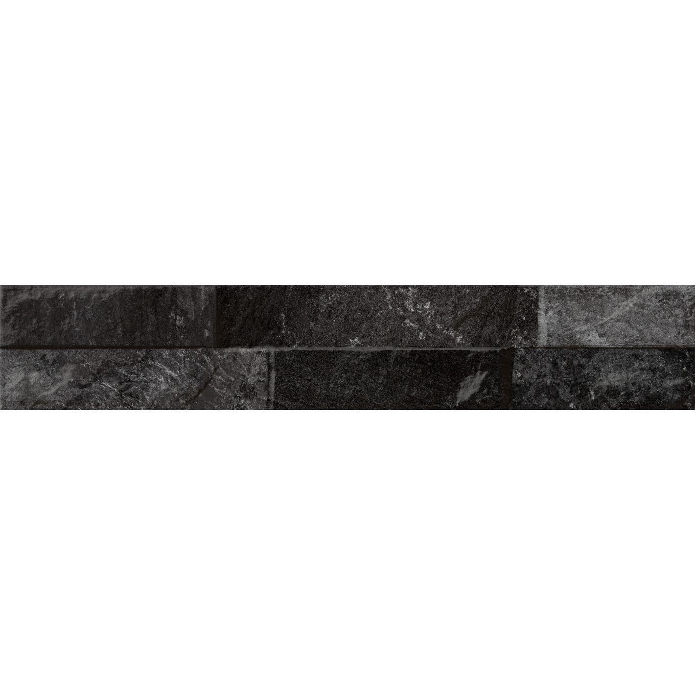 Odessa Black Brick Effect Porcelain Tile 80x442mm
