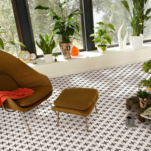 Potton White Pattern Ceramic Tile 450x450mm