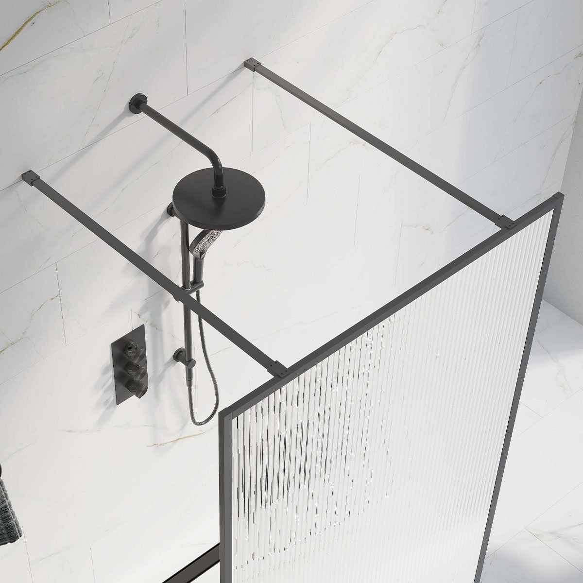 Amien Gunmetal Shower Screen Straight Support Bar 1200mm
