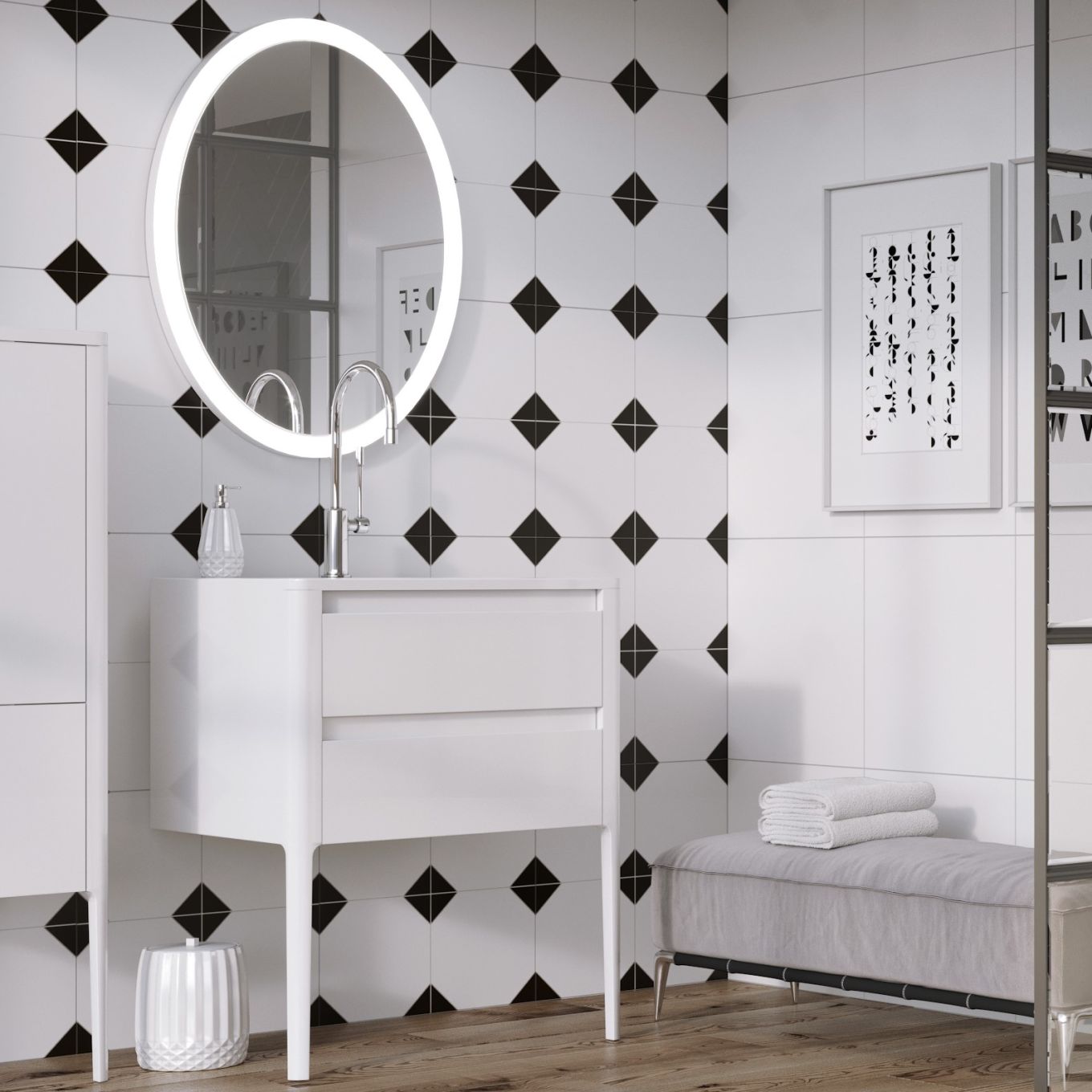 Stonehouse Gloss White Vanity Unit with Integrated Basin 800mm