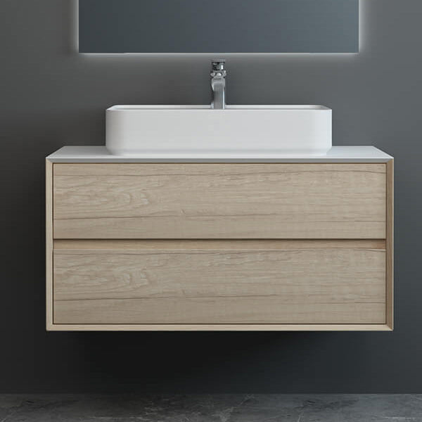 IMEX Grace Two Drawer Wall Mounted Cabinet In Natural Oak - No Basin Included