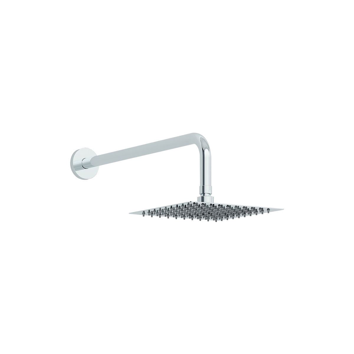 200mm stainless steel square slimline showerhead and design brass shower arm in Chrome