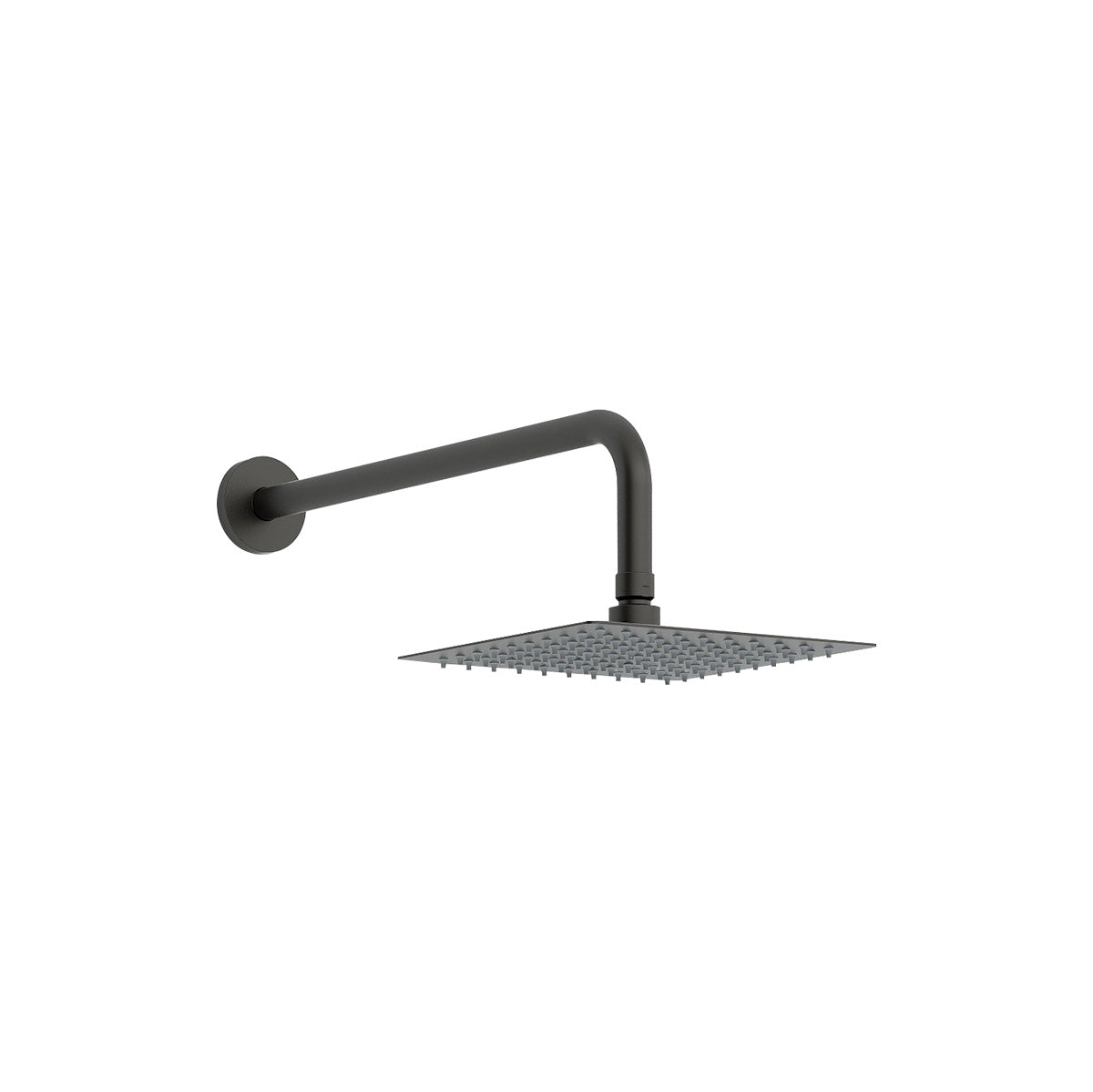 200mm stainless steel square slimline showerhead and design brass shower arm in Matt Black