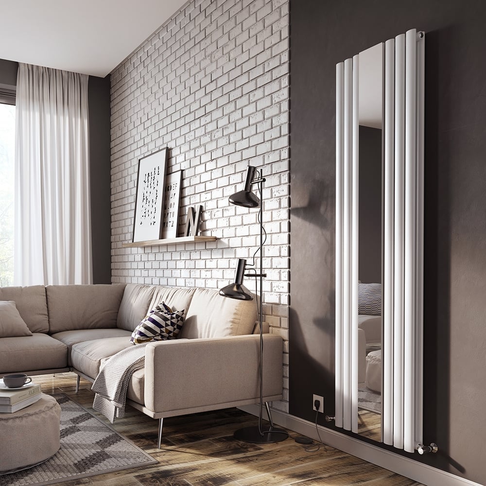 Corex White Vertical Mirror Radiator 1800x500mm